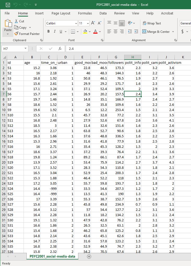 Social Media Data in Excel